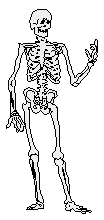 a skeleton greets you